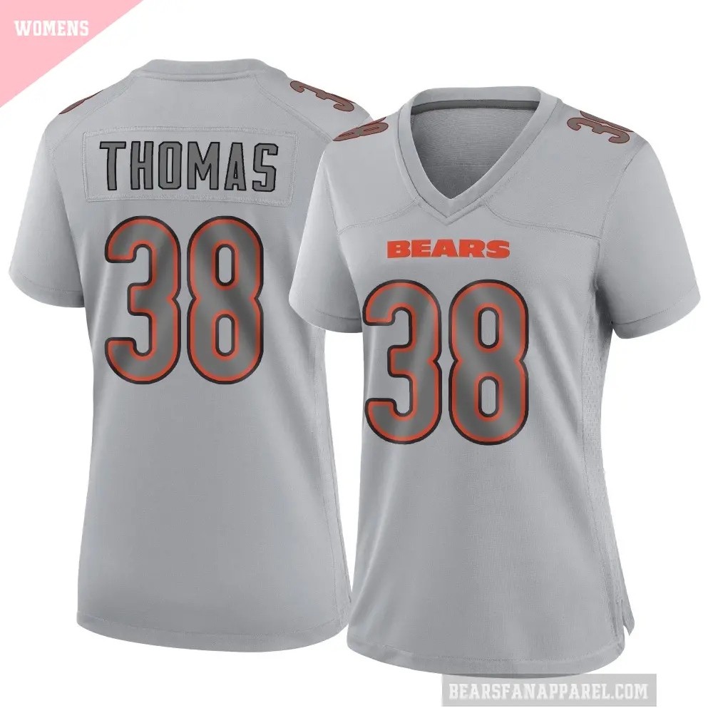 Women's Chicago Bears ＃38 Skyler Thomas Gray Game Atmosphere Fashion Jersey