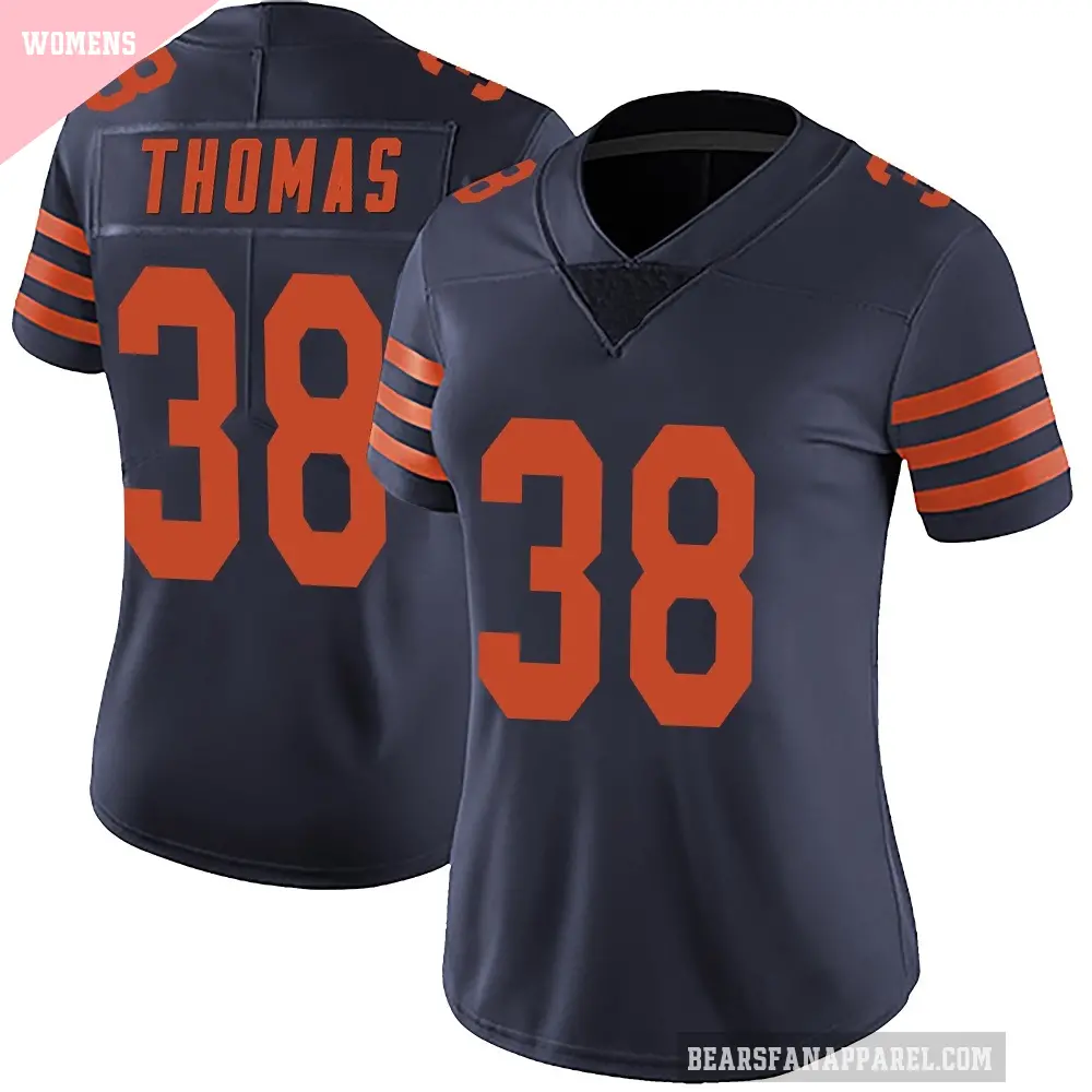 Women's Chicago Bears ＃38 Skyler Thomas Navy Blue Limited Alternate Vapor Untouchable Jersey