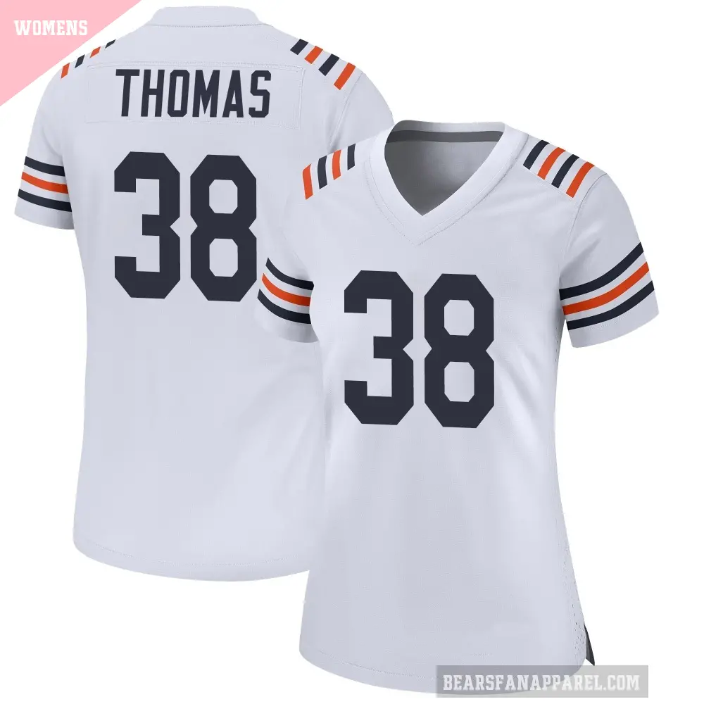 Women's Chicago Bears ＃38 Skyler Thomas White Game Alternate Classic Jersey