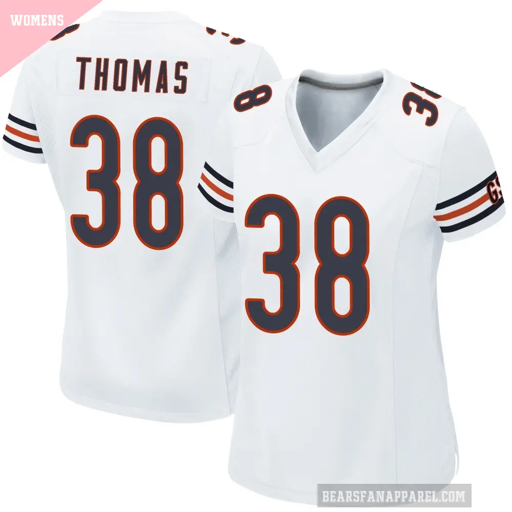 Women's Chicago Bears ＃38 Skyler Thomas White Game Jersey
