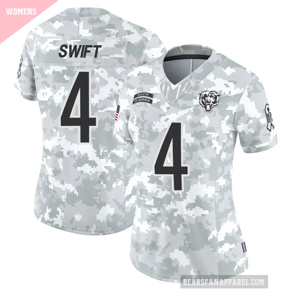 Women's Chicago Bears ＃4 D'Andre Swift Arctic Camo Limited 2024 Salute to Service Jersey