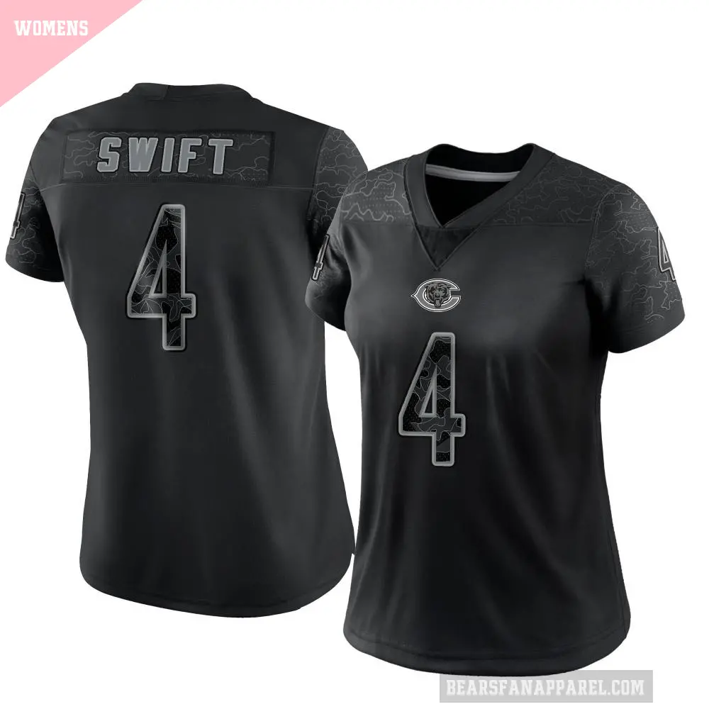 Women's Chicago Bears ＃4 D'Andre Swift Black Limited Reflective Jersey