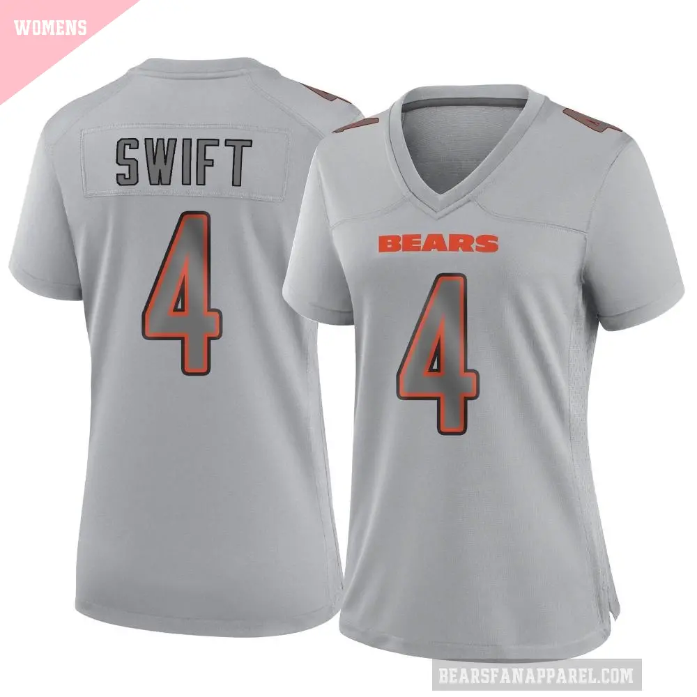 Women's Chicago Bears ＃4 D'Andre Swift Gray Game Atmosphere Fashion Jersey