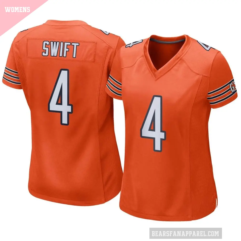 Women's Chicago Bears ＃4 D'Andre Swift Orange Game Alternate Jersey