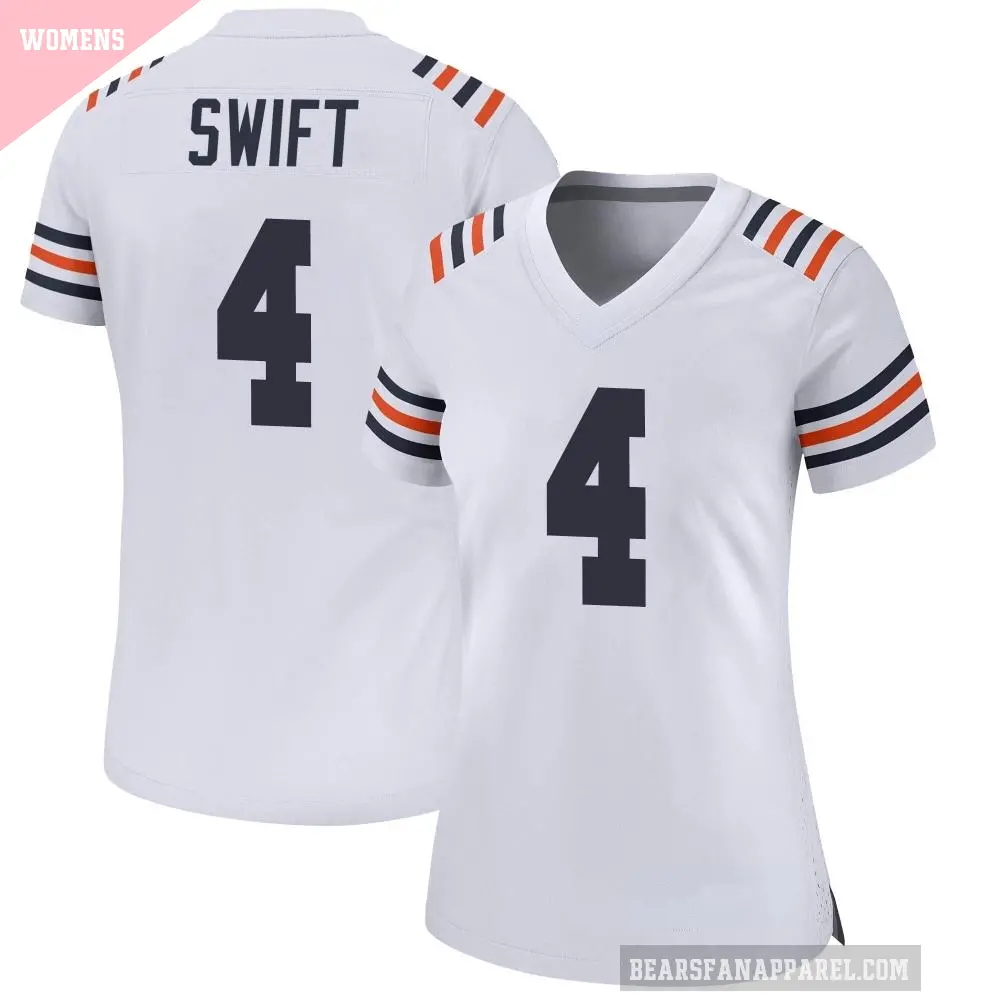 Women's Chicago Bears ＃4 D'Andre Swift White Game Alternate Classic Jersey