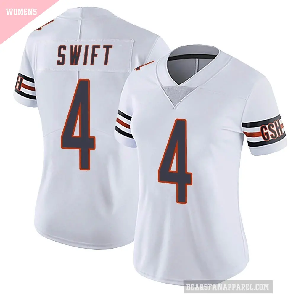 Women's Chicago Bears ＃4 D'Andre Swift White Limited Vapor Untouchable Jersey