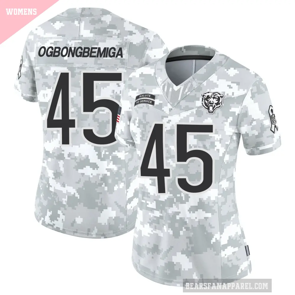Women's Chicago Bears ＃45 Amen Ogbongbemiga Arctic Camo Limited 2024 Salute to Service Jersey