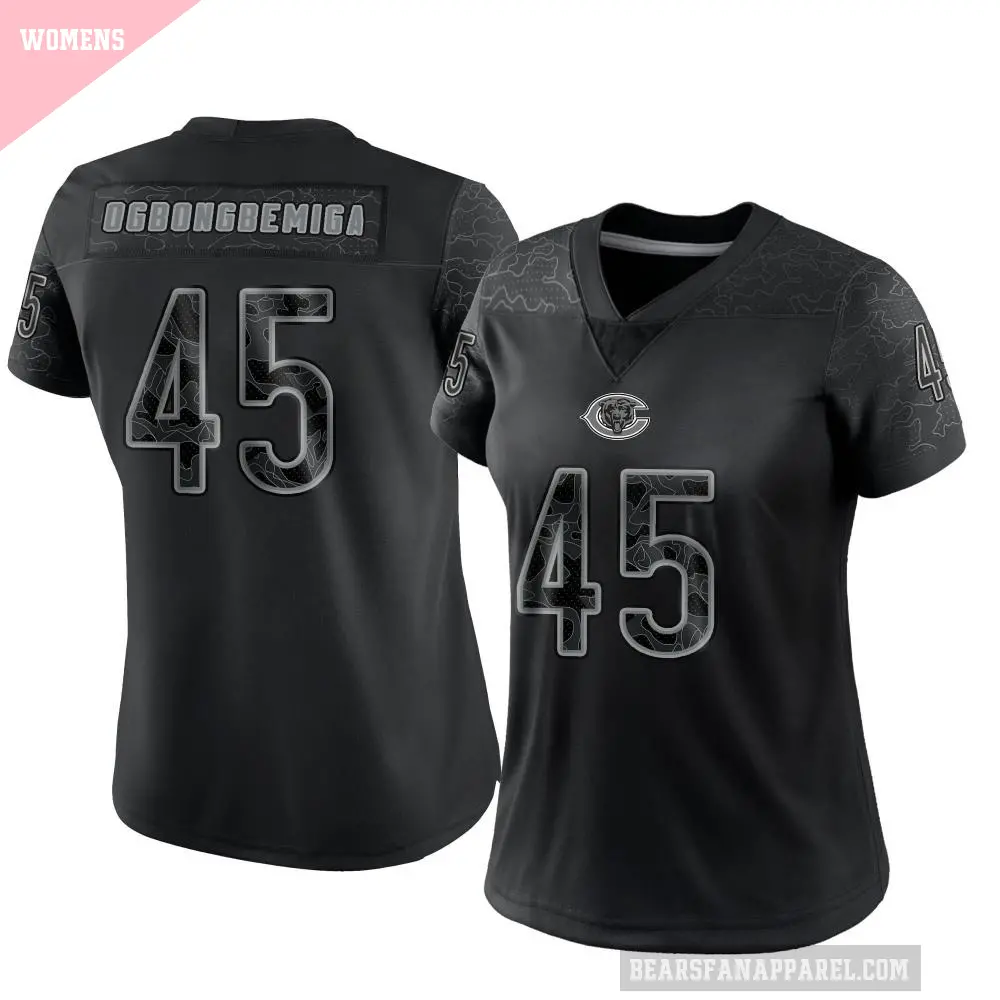 Women's Chicago Bears ＃45 Amen Ogbongbemiga Black Limited Reflective Jersey