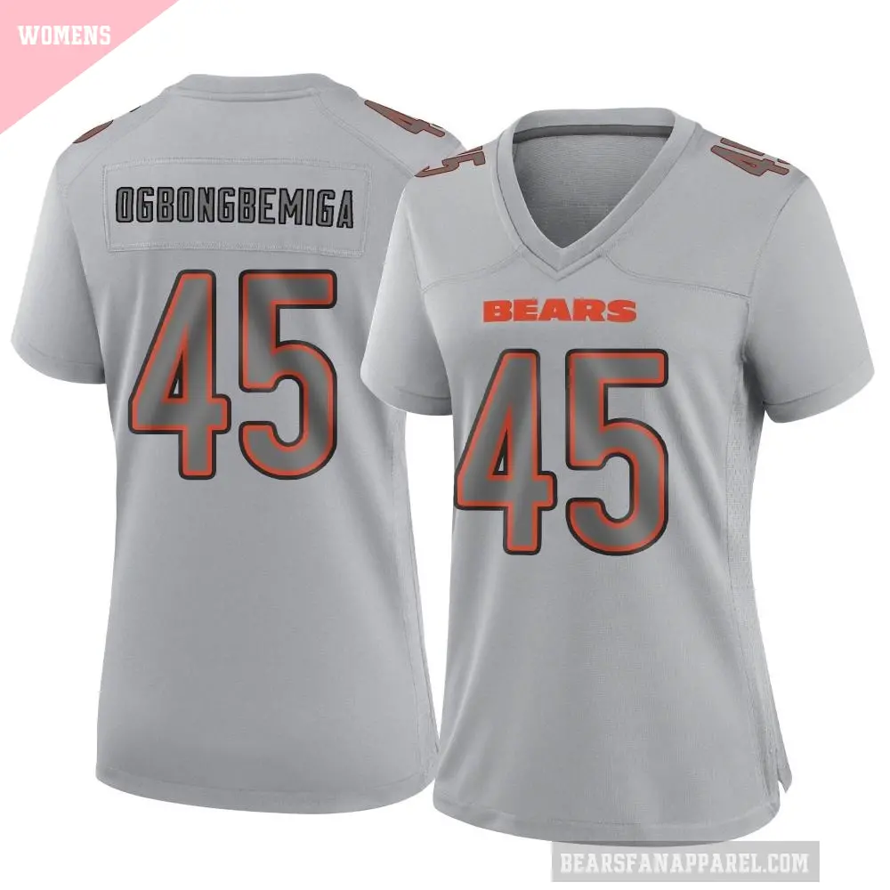 Women's Chicago Bears ＃45 Amen Ogbongbemiga Gray Game Atmosphere Fashion Jersey