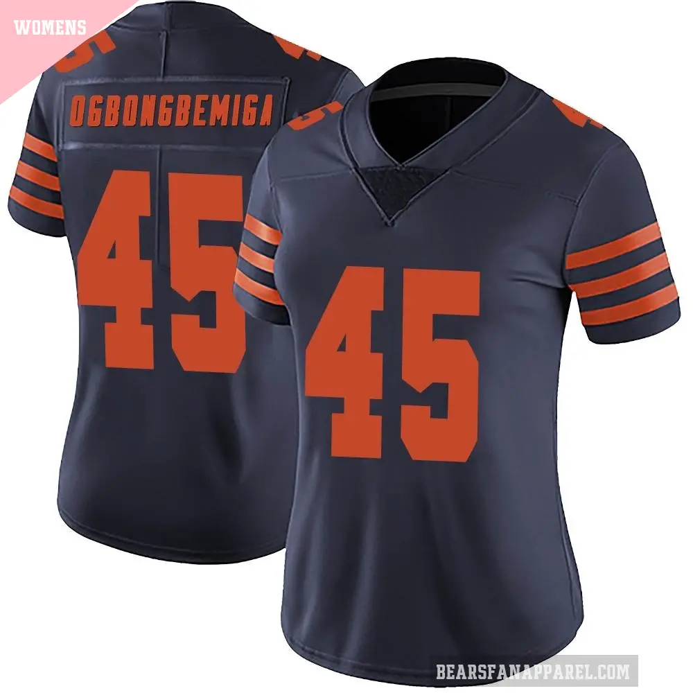 Women's Chicago Bears ＃45 Amen Ogbongbemiga Navy Blue Limited Alternate Vapor Untouchable Jersey