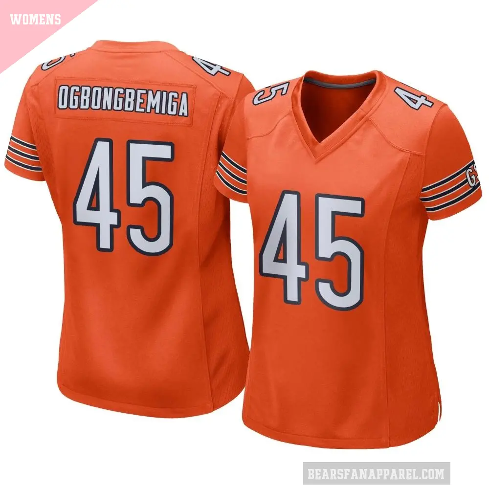 Women's Chicago Bears ＃45 Amen Ogbongbemiga Orange Game Alternate Jersey