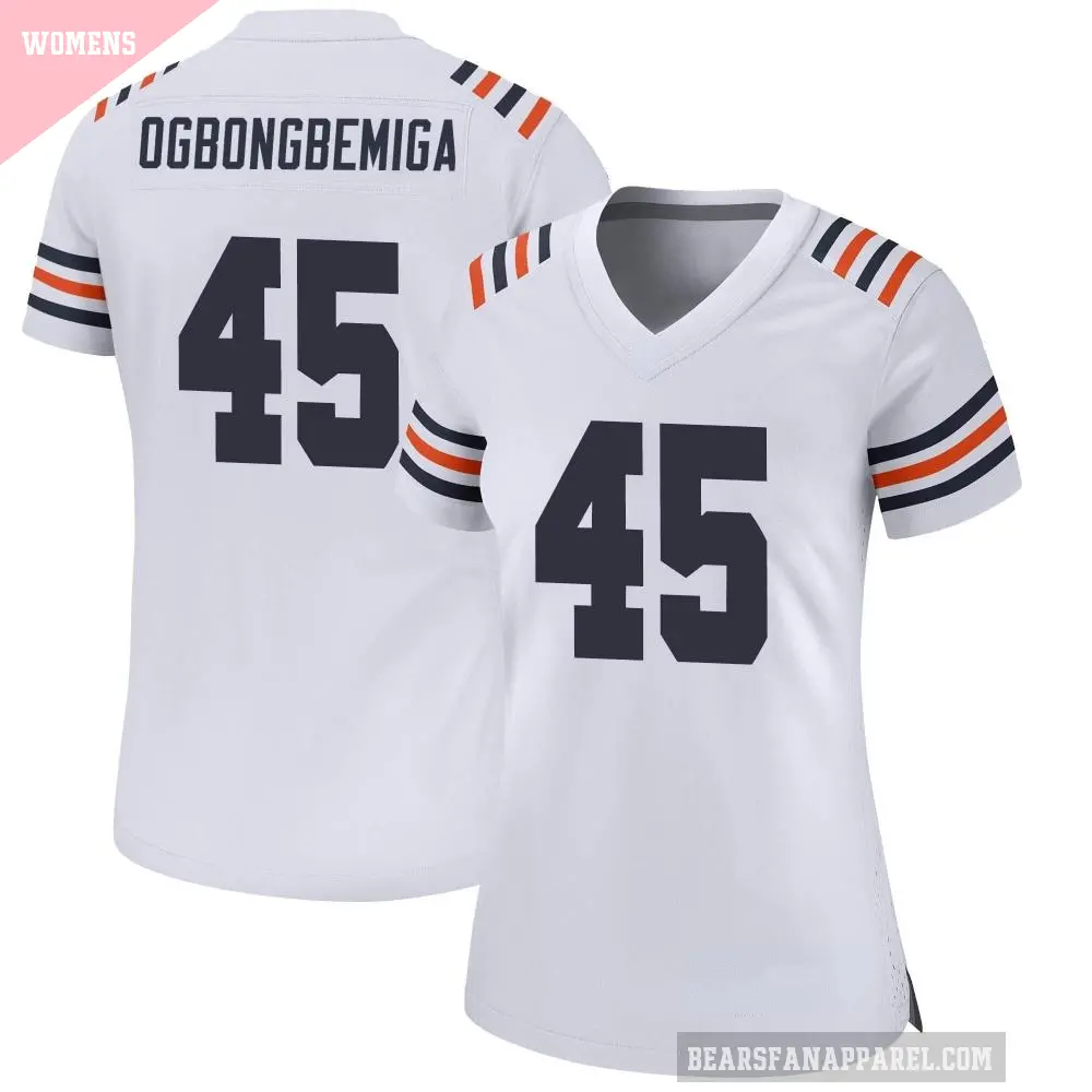 Women's Chicago Bears ＃45 Amen Ogbongbemiga White Game Alternate Classic Jersey