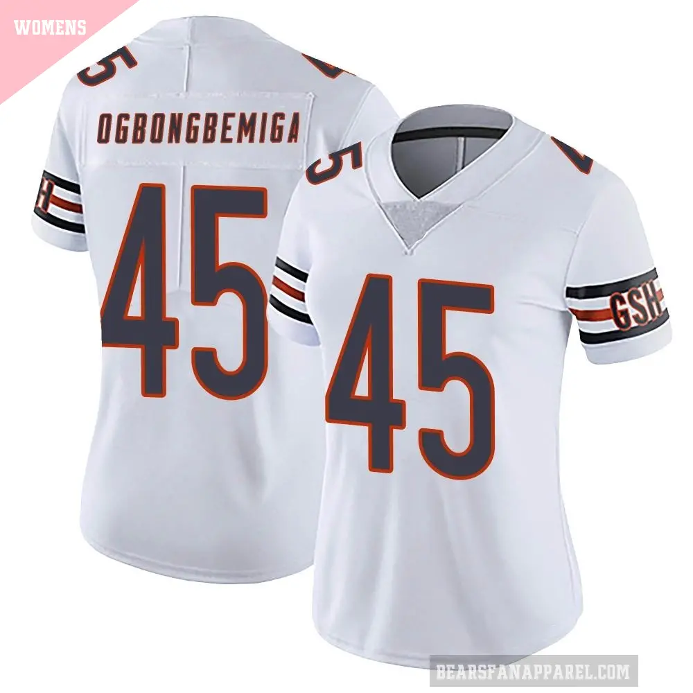 Women's Chicago Bears ＃45 Amen Ogbongbemiga White Limited Vapor Untouchable Jersey