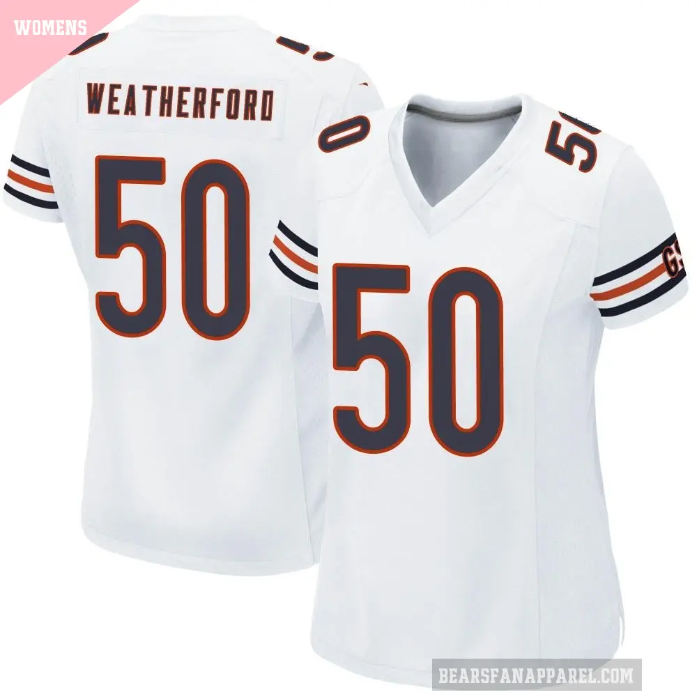 Women's Chicago Bears ＃50 Sterling Weatherford White Game Jersey