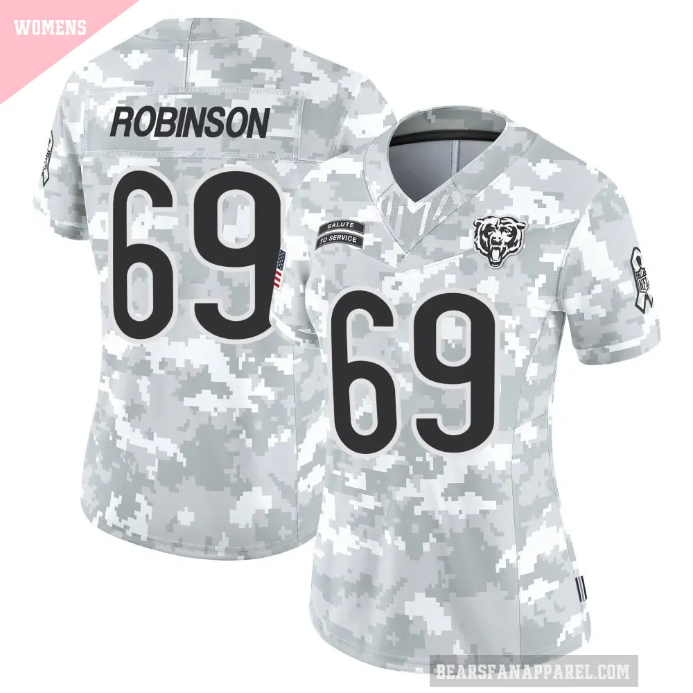 Women's Chicago Bears ＃69 Jereme Robinson Arctic Camo Limited 2024 Salute to Service Jersey