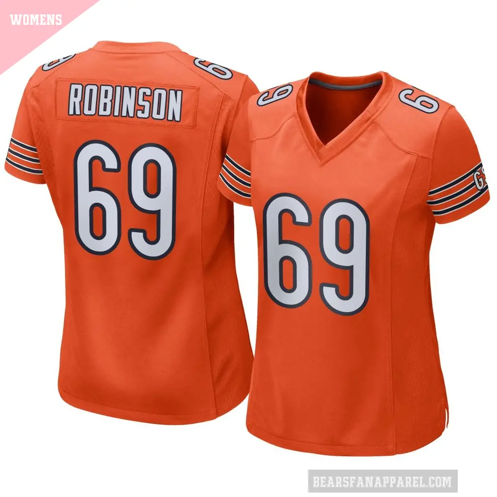 Women's Chicago Bears ＃69 Jereme Robinson Orange Game Alternate Jersey