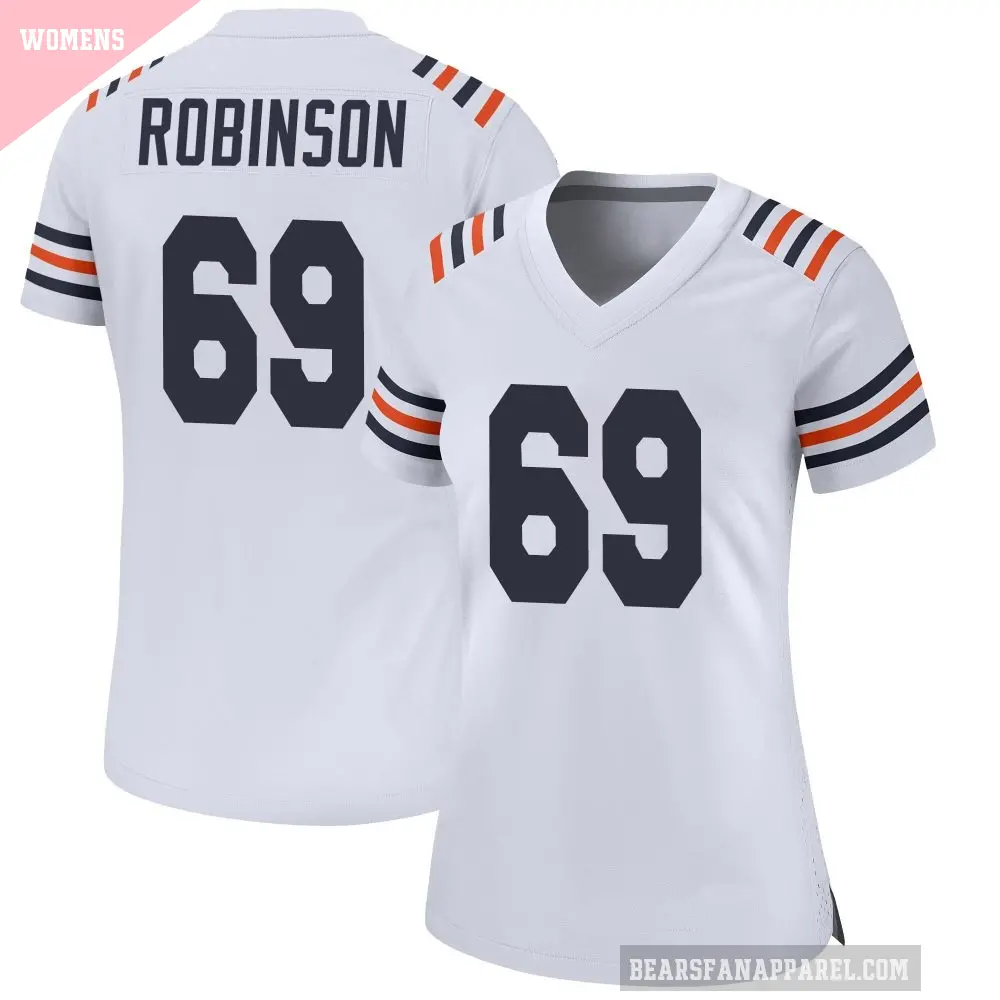 Women's Chicago Bears ＃69 Jereme Robinson White Game Alternate Classic Jersey