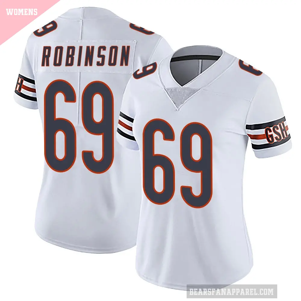 Women's Chicago Bears ＃69 Jereme Robinson White Limited Vapor Untouchable Jersey