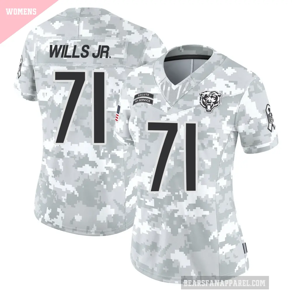 Women's Chicago Bears ＃71 Jedrick Wills Jr. Arctic Camo Limited 2024 Salute to Service Jersey
