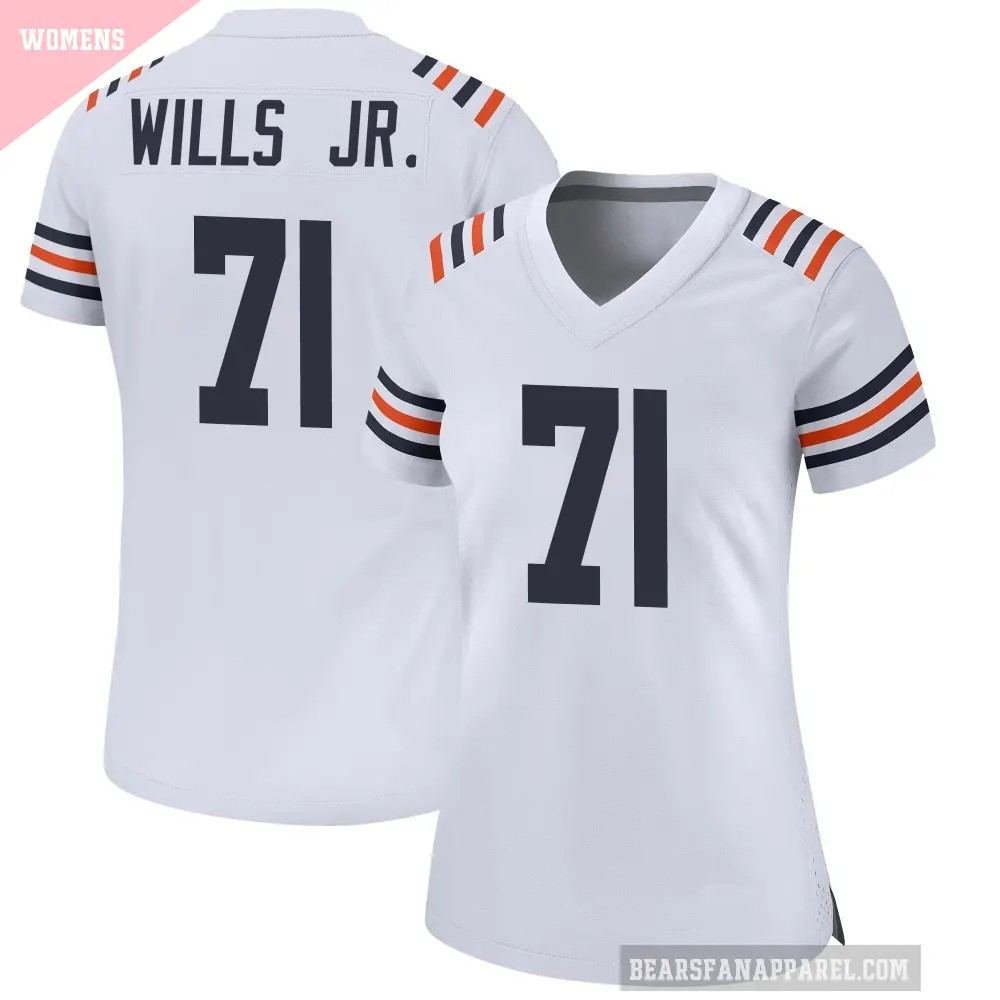 Women's Chicago Bears ＃71 Jedrick Wills Jr. White Game Alternate Classic Jersey