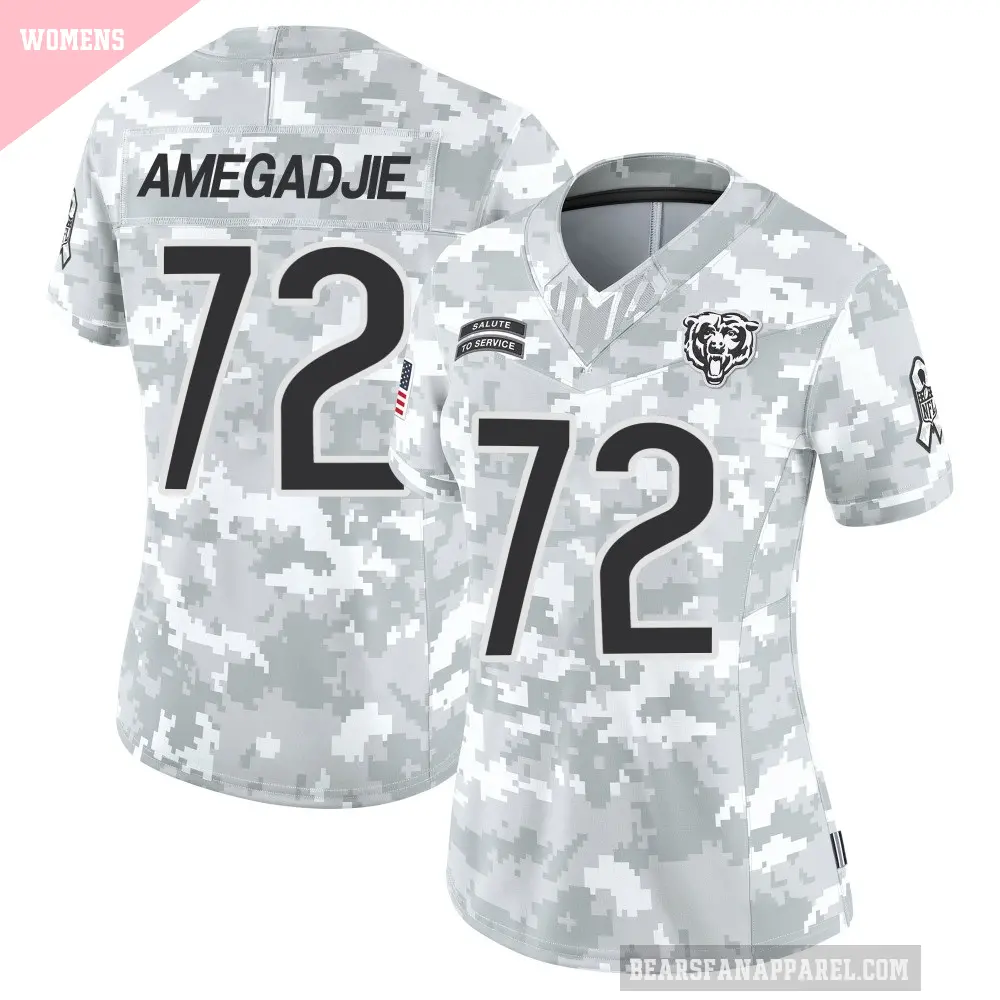 Women's Chicago Bears ＃72 Kiran Amegadjie Arctic Camo Limited 2024 Salute to Service Jersey