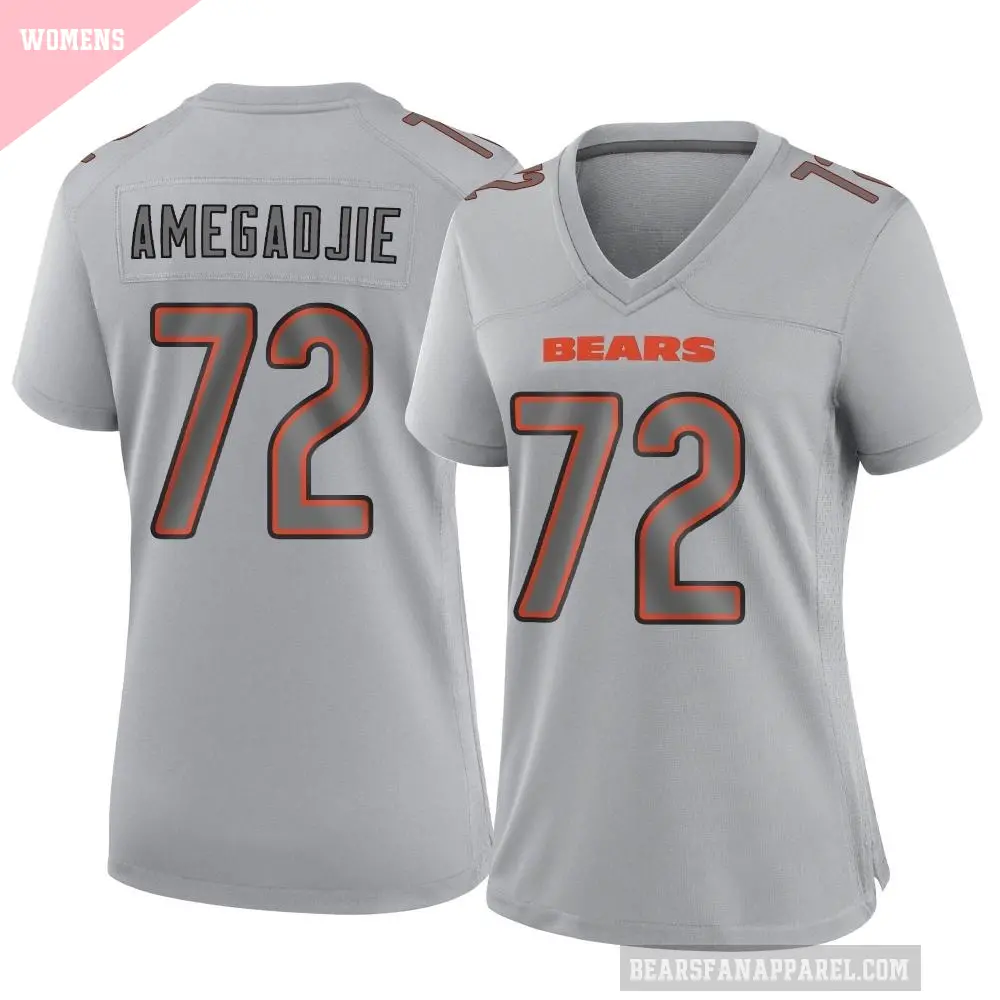 Women's Chicago Bears ＃72 Kiran Amegadjie Gray Game Atmosphere Fashion Jersey