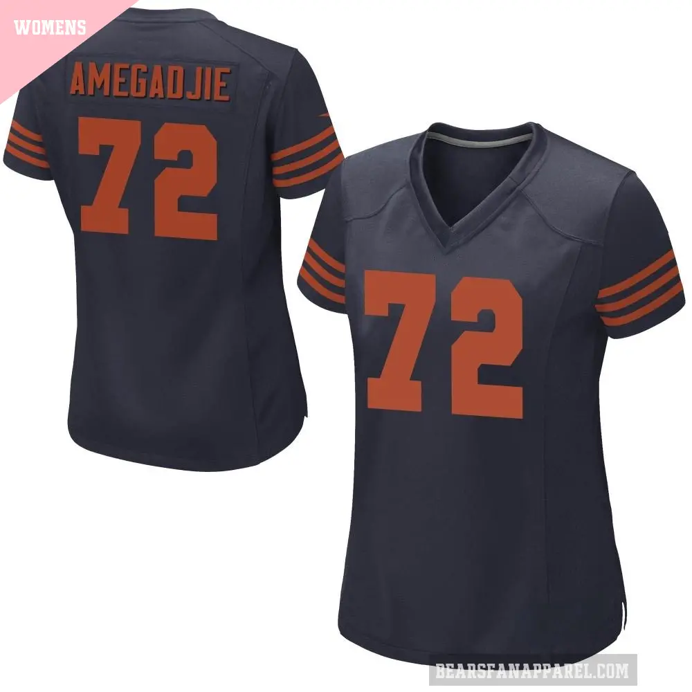 Women's Chicago Bears ＃72 Kiran Amegadjie Navy Blue Game Alternate Jersey