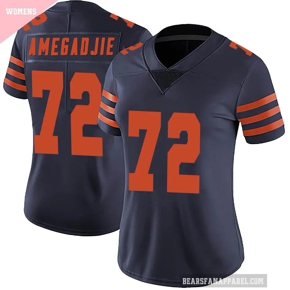 Women's Chicago Bears ＃72 Kiran Amegadjie Navy Blue Limited Alternate Vapor Untouchable Jersey