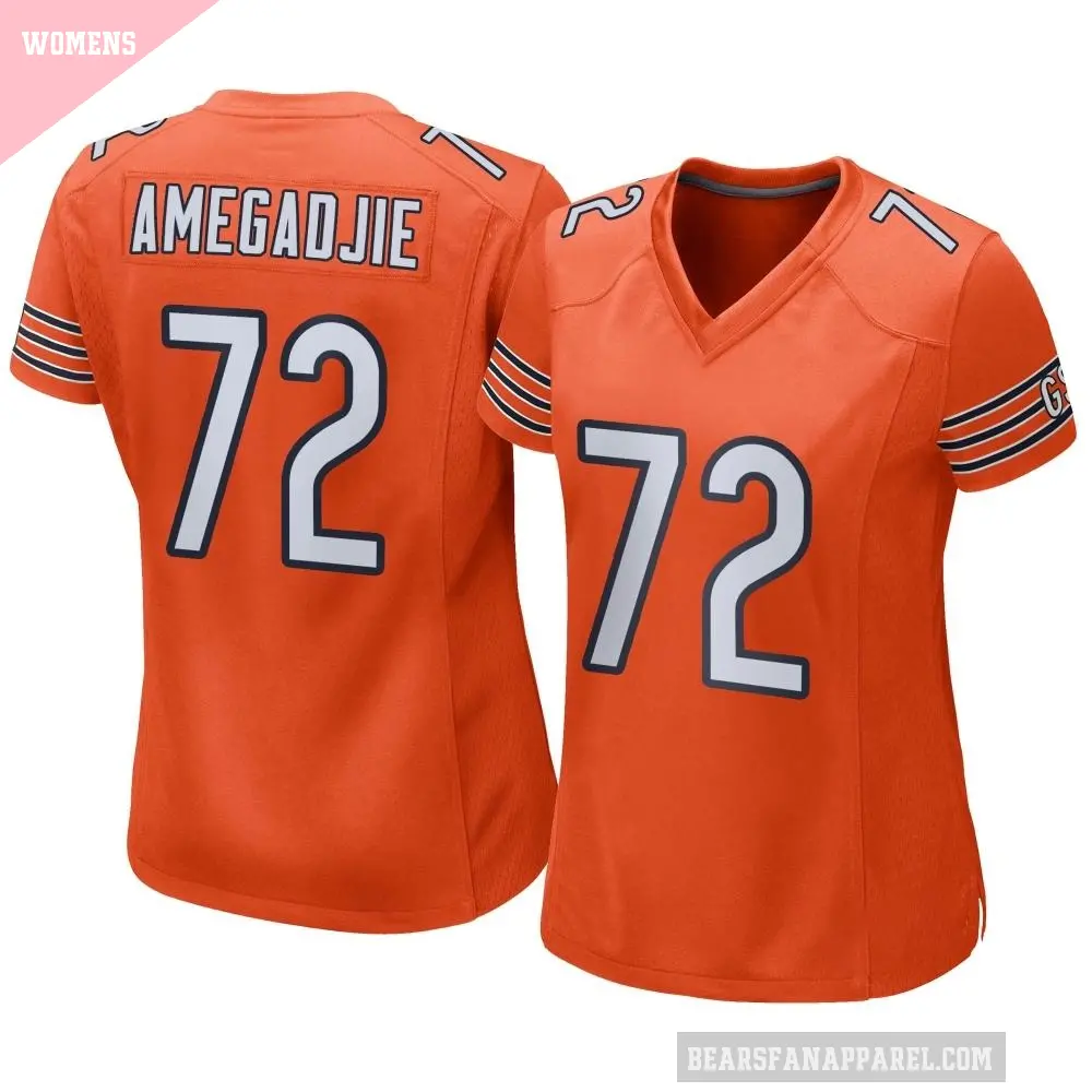 Women's Chicago Bears ＃72 Kiran Amegadjie Orange Game Alternate Jersey
