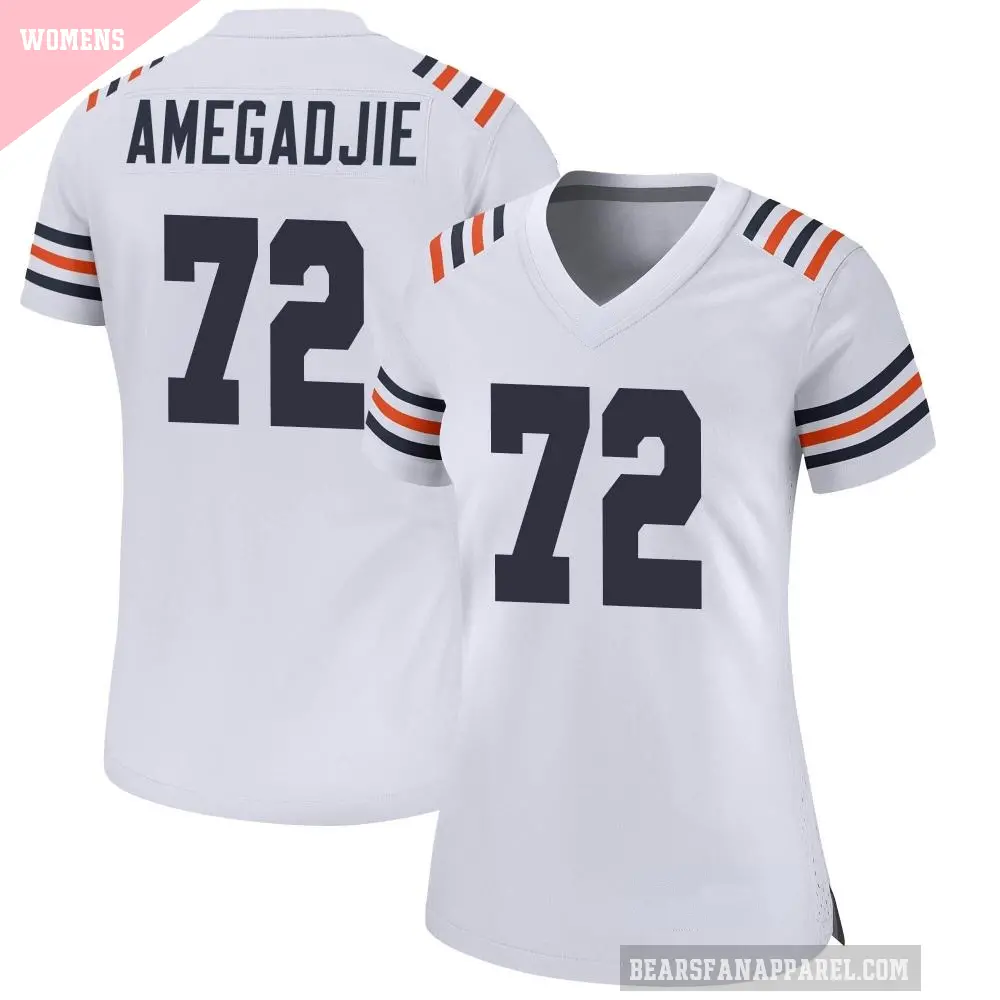 Women's Chicago Bears ＃72 Kiran Amegadjie White Game Alternate Classic Jersey