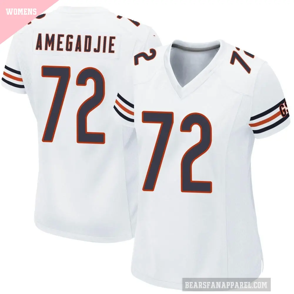 Women's Chicago Bears ＃72 Kiran Amegadjie White Game Jersey