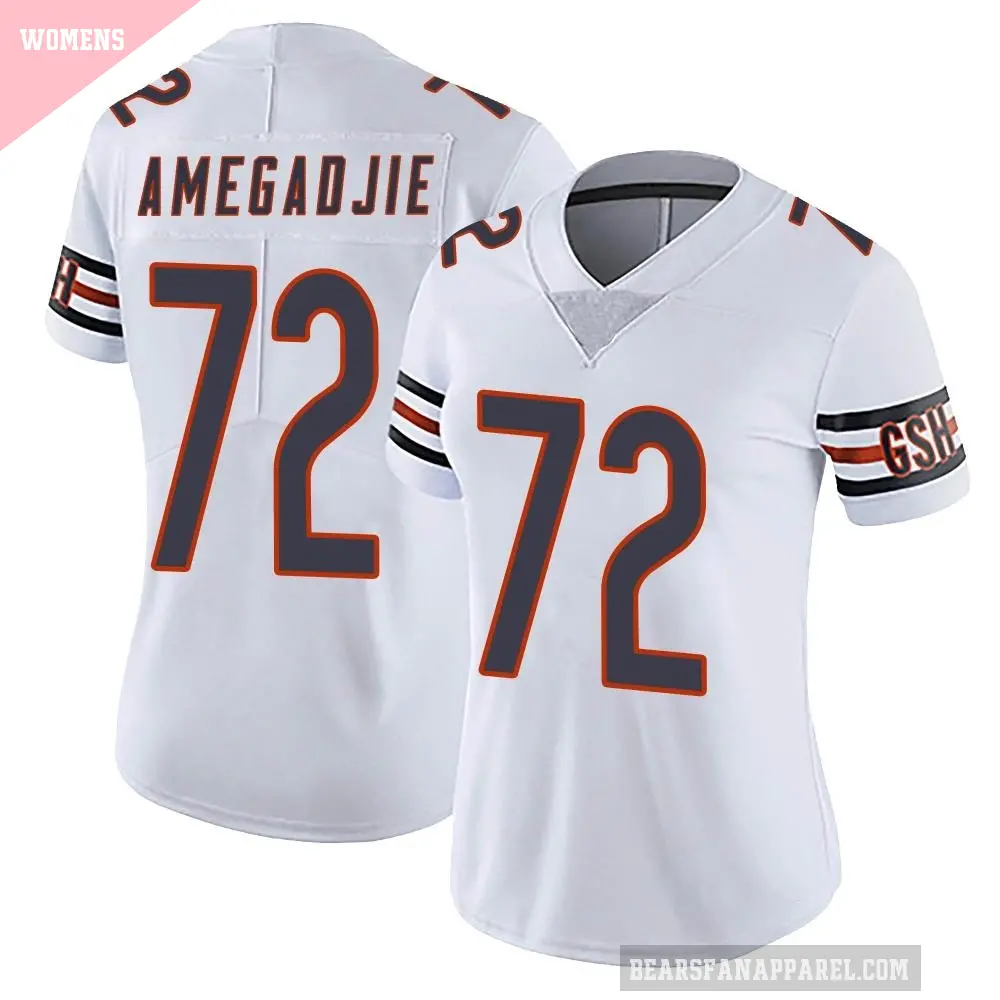 Women's Chicago Bears ＃72 Kiran Amegadjie White Limited Vapor Untouchable Jersey