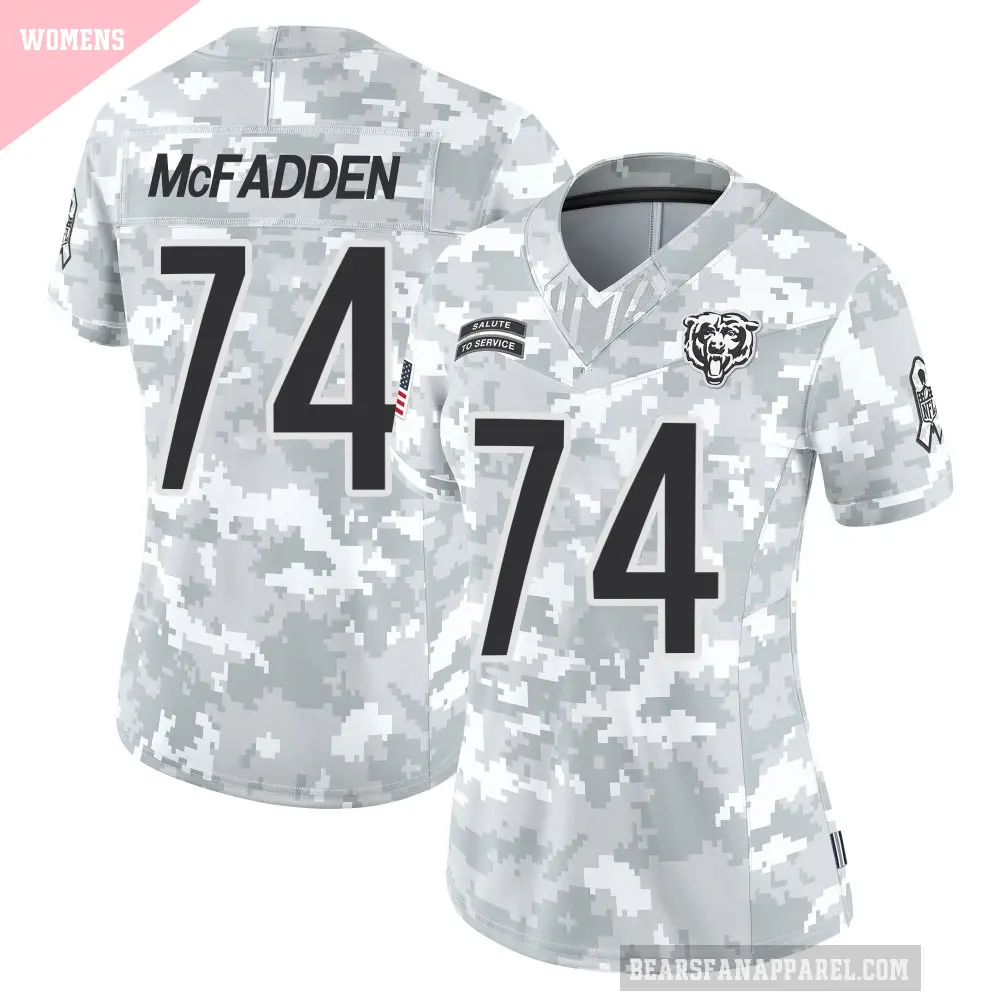 Women's Chicago Bears ＃74 Jordan McFadden Arctic Camo Limited 2024 Salute to Service Jersey