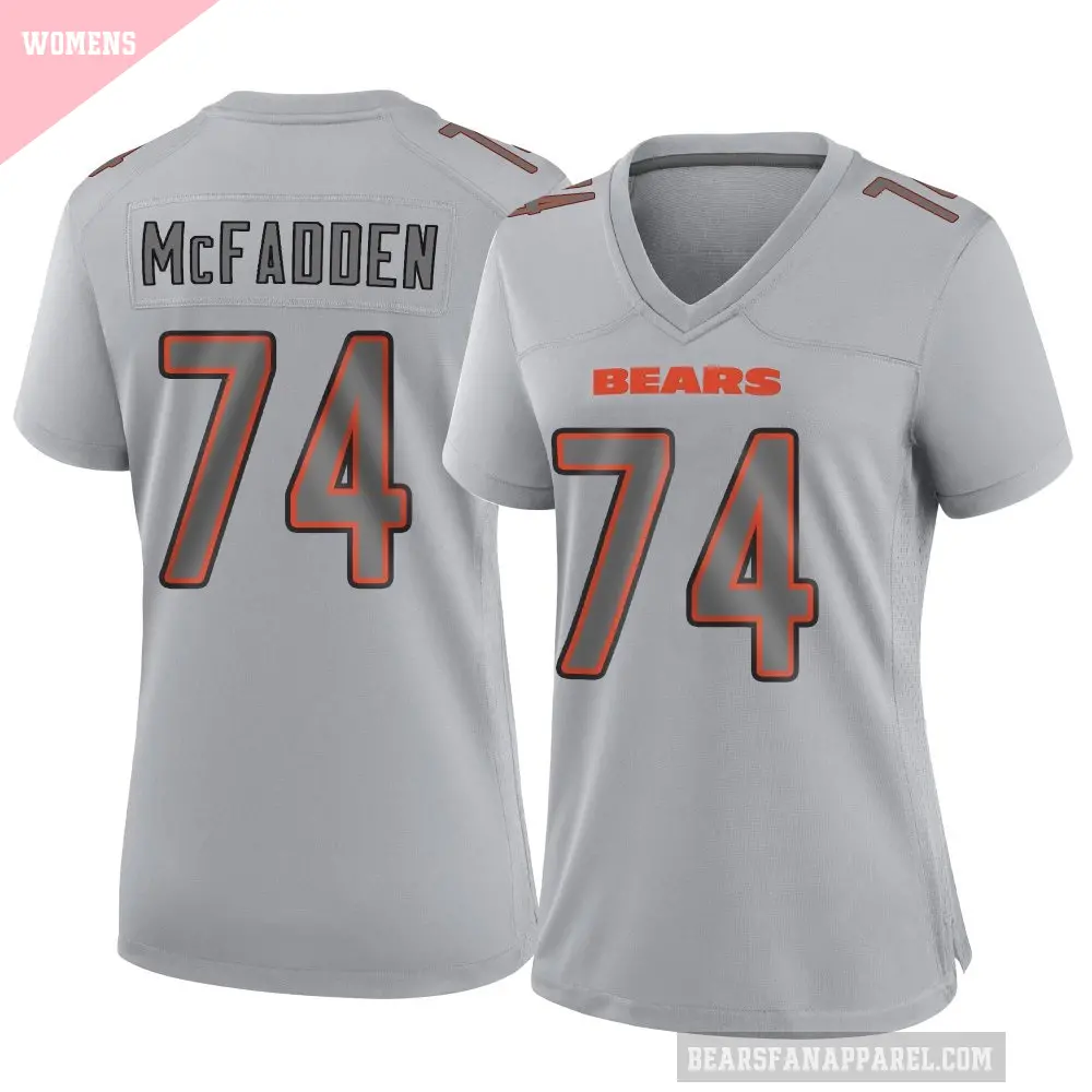 Women's Chicago Bears ＃74 Jordan McFadden Gray Game Atmosphere Fashion Jersey