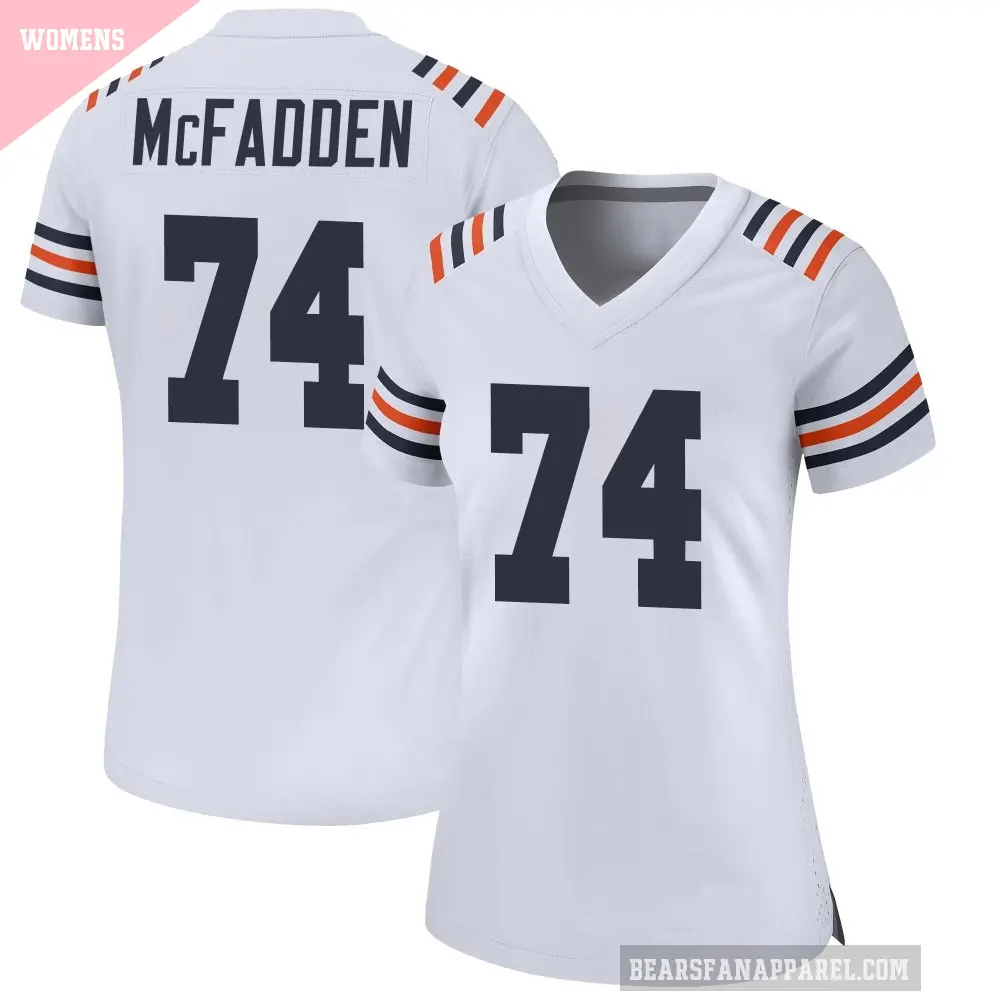 Women's Chicago Bears ＃74 Jordan McFadden White Game Alternate Classic Jersey