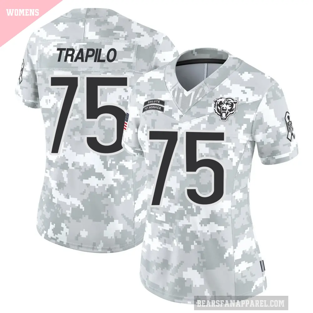 Women's Chicago Bears ＃75 Ozzy Trapilo Arctic Camo Limited 2024 Salute to Service Jersey