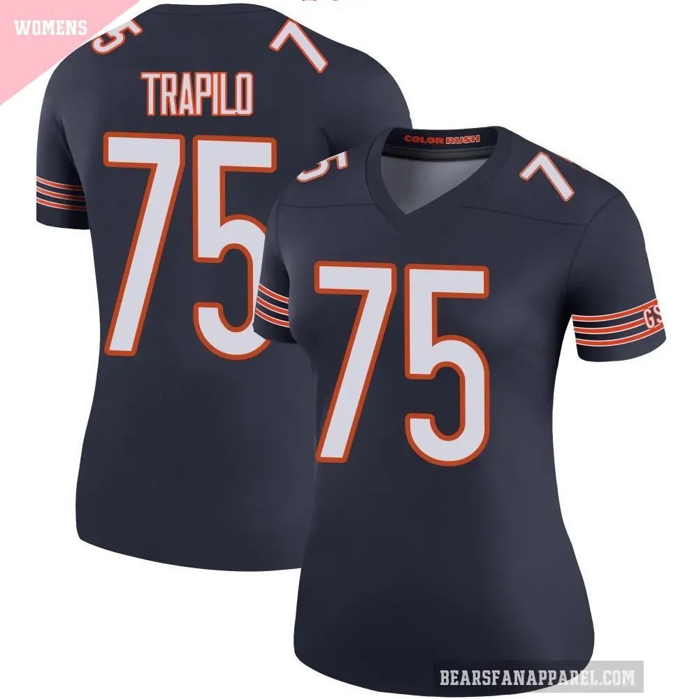 Women's Chicago Bears ＃75 Ozzy Trapilo Navy Legend Color Rush Jersey