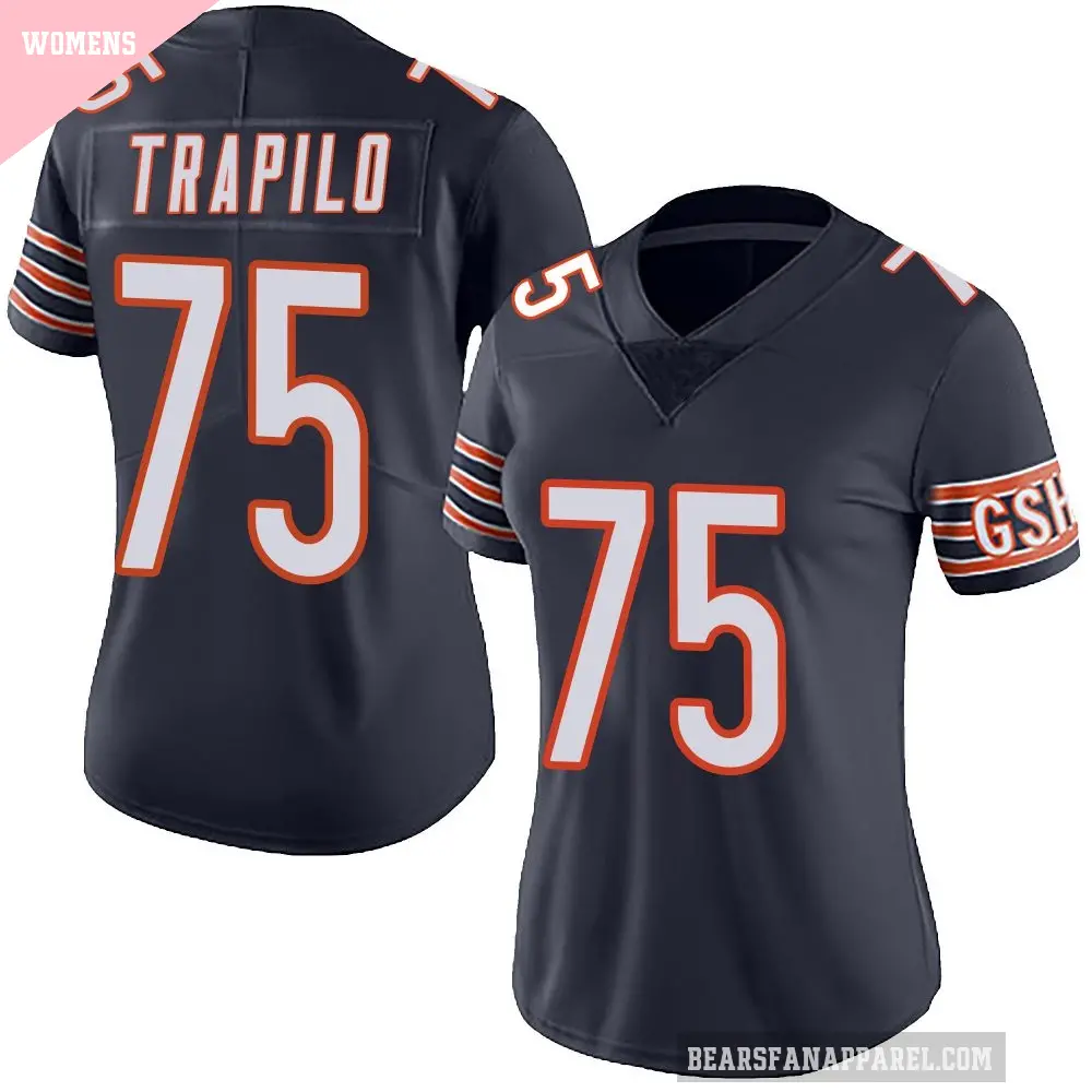 Women's Chicago Bears ＃75 Ozzy Trapilo Navy Limited Team Color Vapor Untouchable Jersey