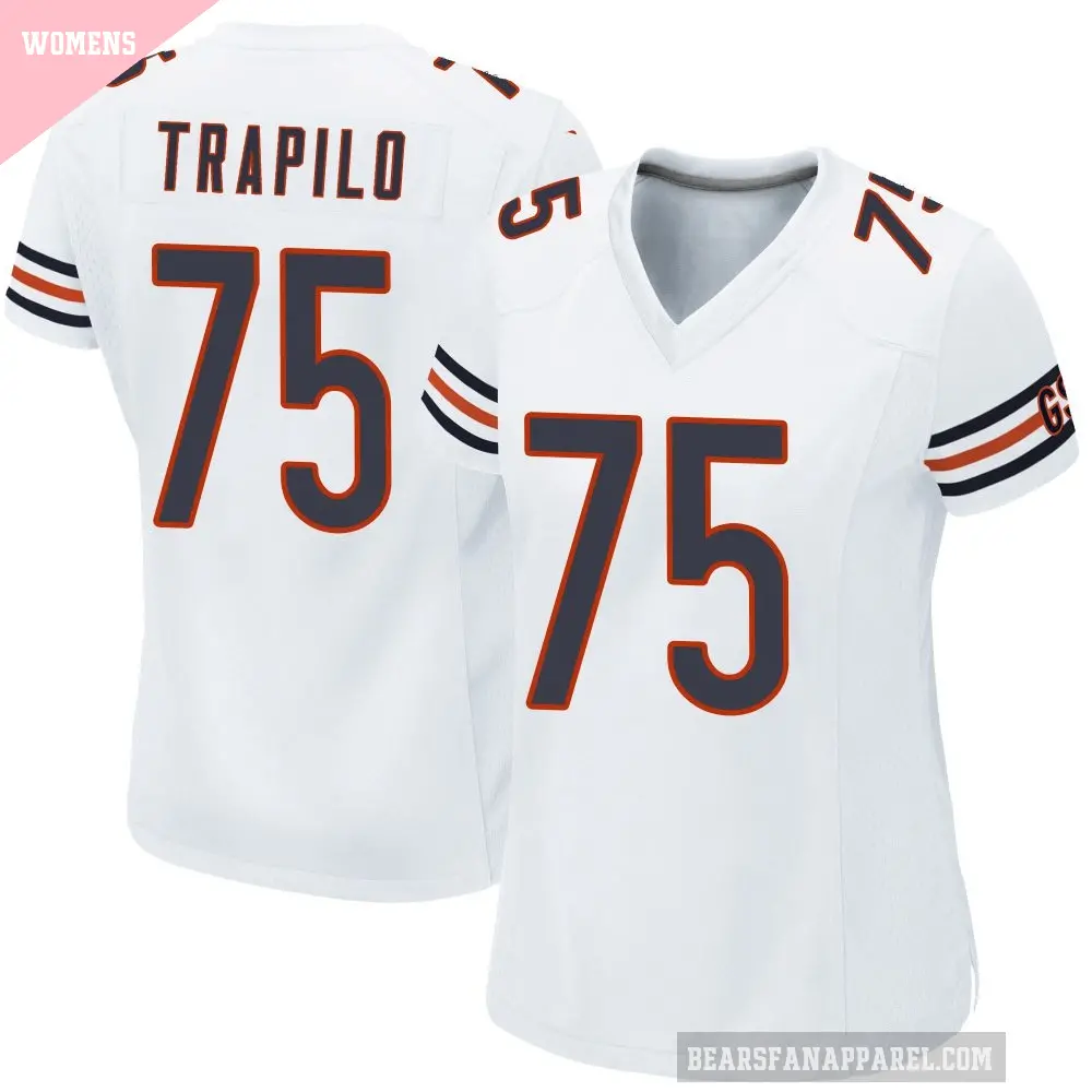 Women's Chicago Bears ＃75 Ozzy Trapilo White Game Jersey