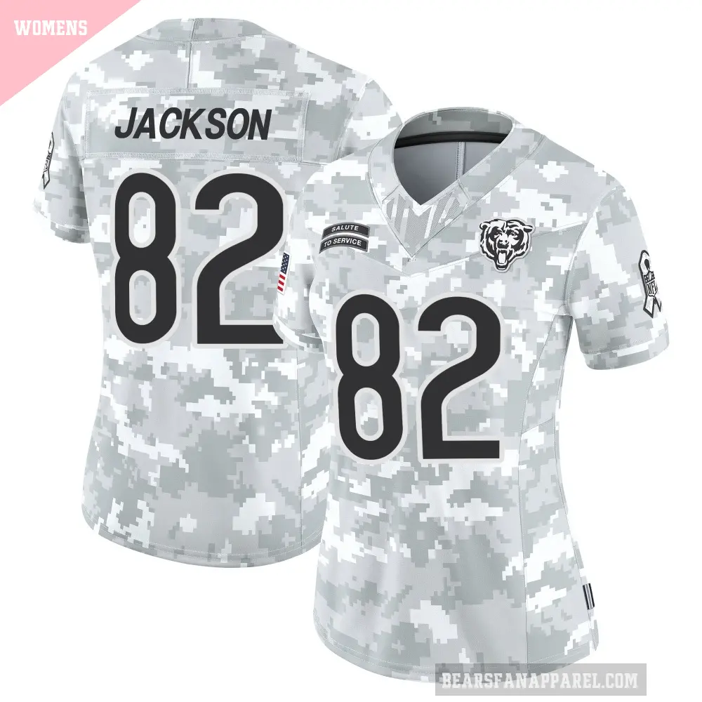 Women's Chicago Bears ＃82 John Jackson Arctic Camo Limited 2024 Salute to Service Jersey