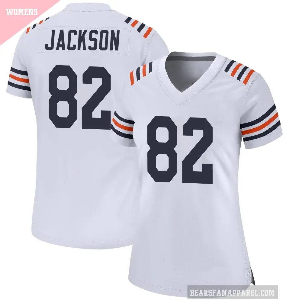 Women's Chicago Bears ＃82 John Jackson White Game Alternate Classic Jersey