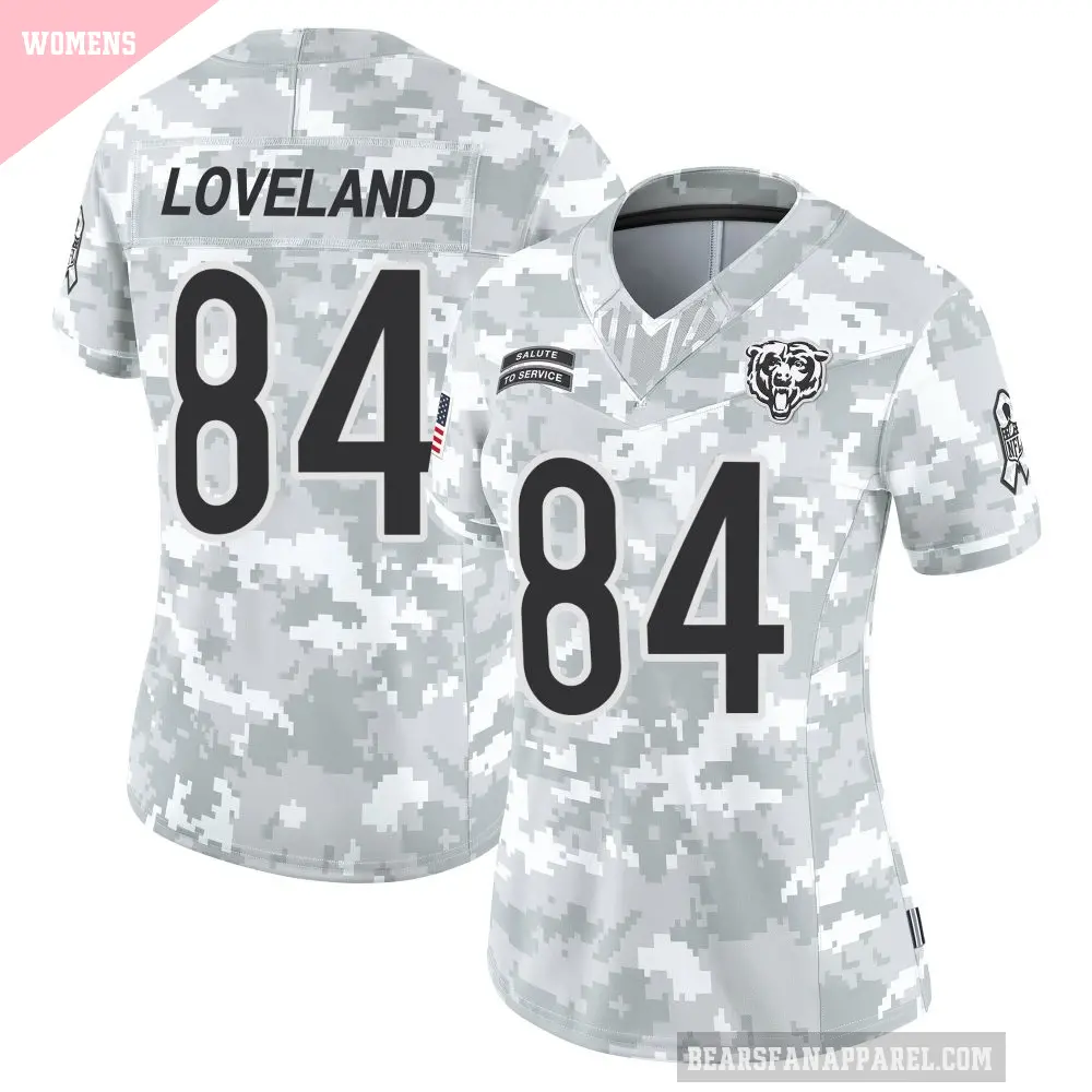 Women's Chicago Bears ＃84 Colston Loveland Arctic Camo Limited 2024 Salute to Service Jersey