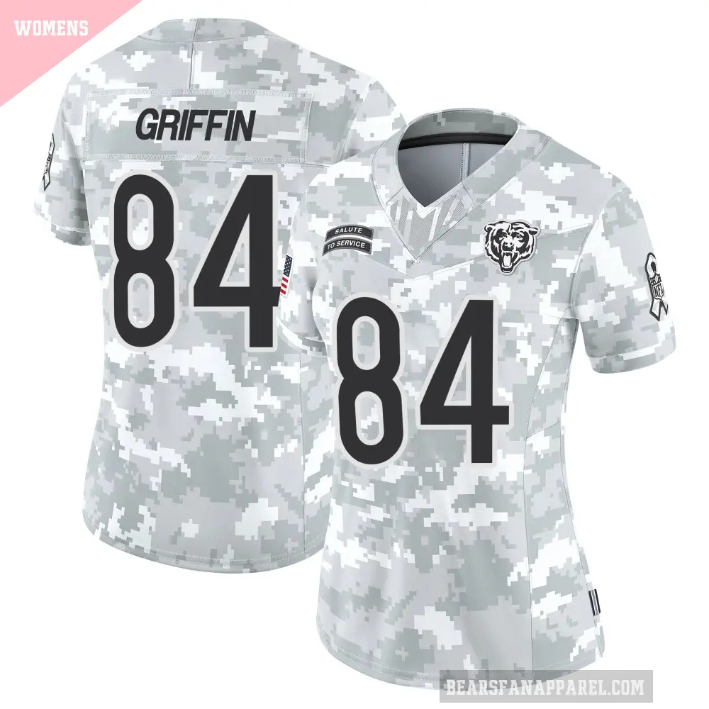 Women's Chicago Bears ＃84 Ryan Griffin Arctic Camo Limited 2024 Salute to Service Jersey