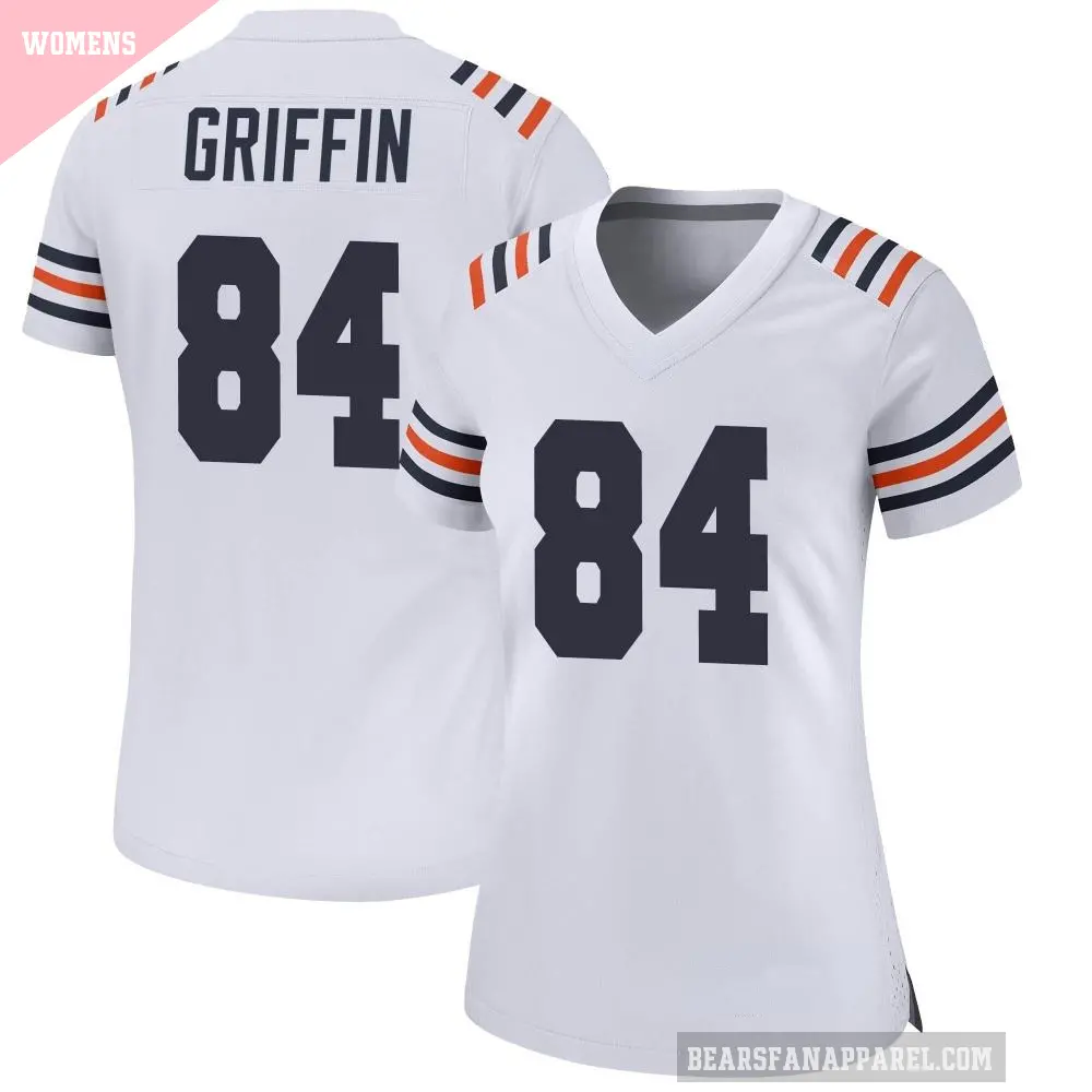 Women's Chicago Bears ＃84 Ryan Griffin White Game Alternate Classic Jersey