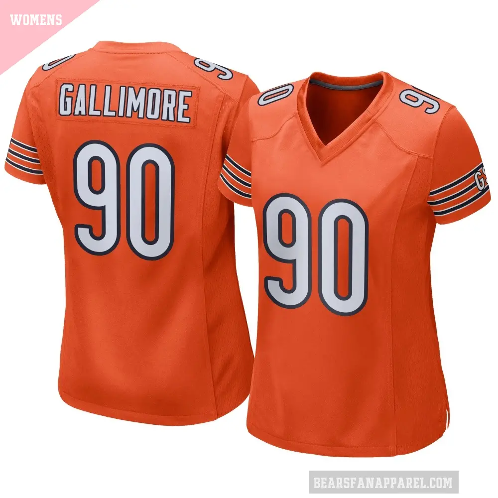 Women's Chicago Bears ＃90 Neville Gallimore Orange Game Alternate Jersey