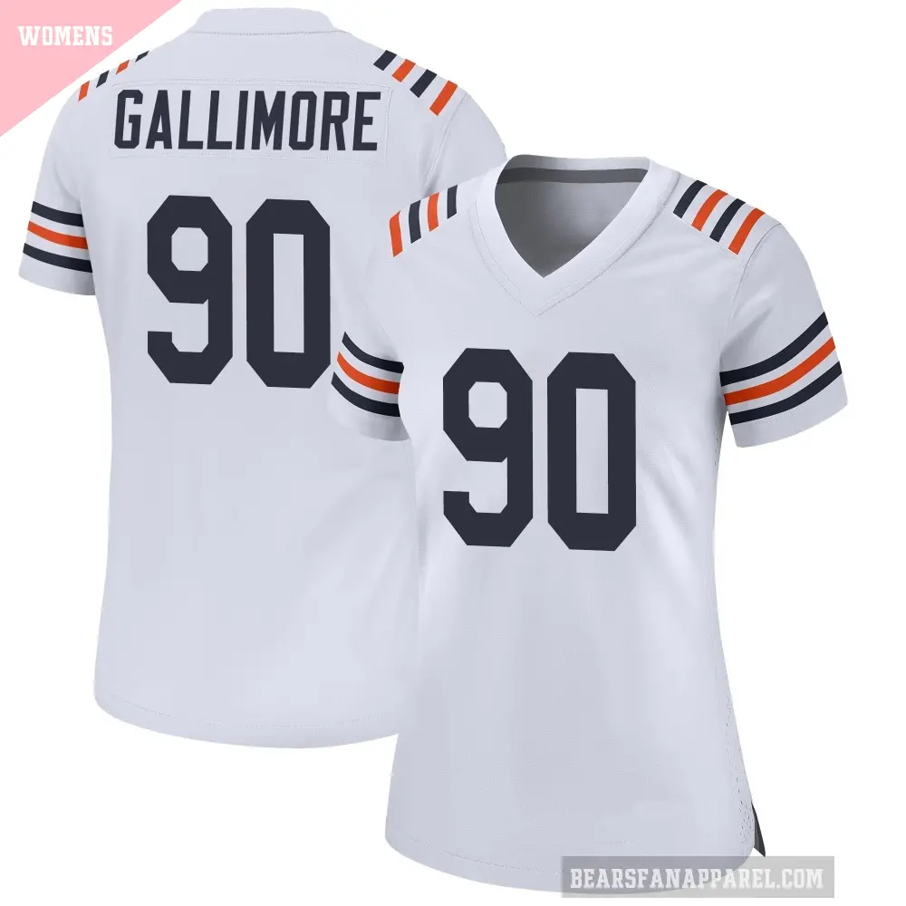 Women's Chicago Bears ＃90 Neville Gallimore White Game Alternate Classic Jersey