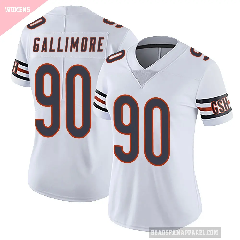 Women's Chicago Bears ＃90 Neville Gallimore White Limited Vapor Untouchable Jersey