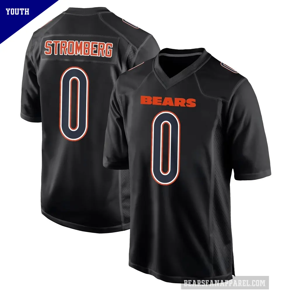 Youth Chicago Bears ＃0 Ricky Stromberg Black Game Carbon Fashion Jersey