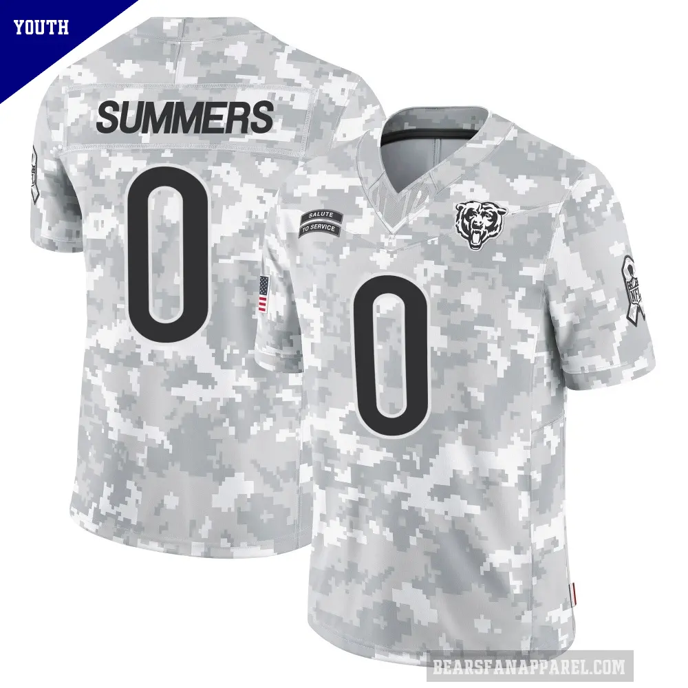 Youth Chicago Bears ＃0 Ty Summers Arctic Camo Limited 2024 Salute to Service Jersey