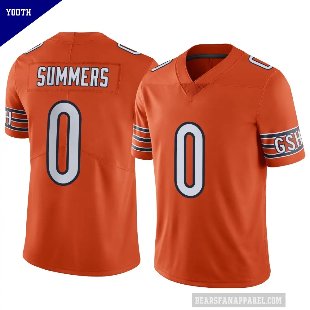 Youth Chicago Bears ＃0 Ty Summers Orange Limited Alternate Vapor Jersey
